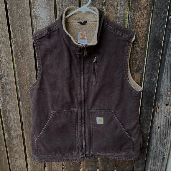 Carhartt Jackets & Blazers - Carhartt Wm’s Sandstone Duck Insulated Dark Brown Workwear Vest Sz L